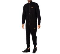 EA7 Men's Logo Zip Through Tracksuit, Black/Gold, XL