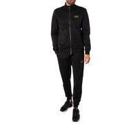 EA7 Men's Logo Zip Tracksuit, Black/Gold, XL
