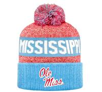 LogoFit NCAA Team Color-Embroidered Logo -Cuffed Knit Skully Beanie Pom Hat-OSFM