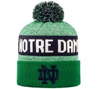 LogoFit NCAA Team Color-Embroidered Logo -Cuffed Knit Skully Beanie Pom Hat-OSFM, Kelly Green, One size