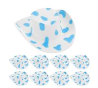 LOGOFUN 10pcs Mini Cowboy Hats Minaiture Cowboy Hats Tiny Doll Cowboy Hats Small Western Cowboy Hats for Doll Costume Accessories - Blue White