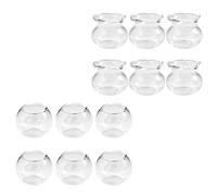 LOGOFUN 12 Pcs Miniature Fish Bowls Simulated Mini Fish Tank Miniature Glass Goldfish Bowl for Mini House Desktop Office Desk Accessories 2.50x2.50x2.00cm/0.98x0.98x0.79in