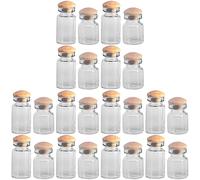 LOGOFUN 24 Pcs Mini Glass Bottle 1:12 Scale Glass Jars Model with Cork Dollhouse Storage Jars Ornaments