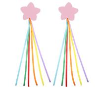 LOGOFUN 2pcs Pink Star Ribbon Car Antenna Toppers 8cm for Auto Roof Decoration in Outdoor Travel and Daily Use