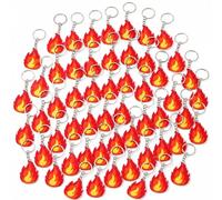 LOGOFUN 50pcs Flame Keychain Fire Keyring Firefighter Key Chain Charms Firefighting Theme Key Ring Pendant for Bag Decorations
