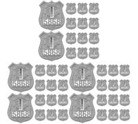 LOGOFUN 60 PCS Small Police Badge Police Cosplay Badge for Kids Polices Badges Prop for Children Role Play Costume Accessories, Size Medium