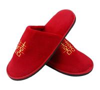 LOGOFUN Chinese Wedding Slippers Plush Home Slippers Slippers Printed with Traditional Chinese Happy Characters for Wife Husband Indoor Shoes - Red