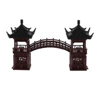 LOGOFUN Miniature Pagoda Statue with Bridge Model Tiny Pavilion Figurine for Zen Garden Bonsai Desk Dollhouse Decoration