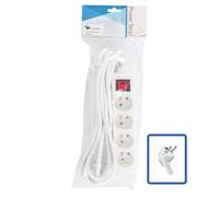 LOGON PROFESSIONAL LPS070 4-Way Power Strip, White, 5m Cable, On/Off Switch