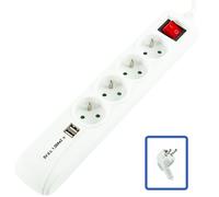 LOGON PROFESSIONAL LPS165 4-WAY+2 USB POWER STRIP: