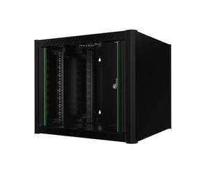 LOGON RWM09U56BL Wall Mounted Rack 9U Black Shelves (Rack Mounted on Wall, 9U, Glass, 48.3 cm (19"), 600 mm)