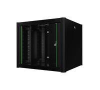 Logon Wall-mounted Rack RWP09U56BL 9U Glass 19" Black with Shelves Passive