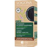 LOGONA Naturkosmetik Nourishing vegetable hair colour, vegan hair colour powder with organic indigo for intense colour and shine, plant hair colour in indigo black (black), 1 x 100 g