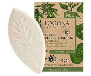 LOGONA Naturkosmetik Solid Hair Shampoo for Naturally Healthy Hair, Shampoo Bar with Vegan Formula Made of Organic Hemp and Organic Nettle, Like Hair Soap, 1 x 60 g