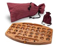 LOGOPLAY Bao game size L for 2 players with cloth bag - oval - Hus - Kalaha - with 75 gems