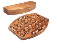 LOGOPLAY Bao Game Size L for 2 Players with Metal Clasp Gold Oval Hus Kalaha with 75 Gemstones