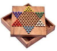 LOGOPLAY Halma size S - Star Halma - Chinese Checkers - Strategy Game - Brown Wood Board Game
