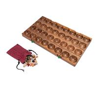LOGOPLAY Hus - Bao - Kalaha - Mancala - Stone Game - Gemstone Game Made of Samena Wood Including Gemstones