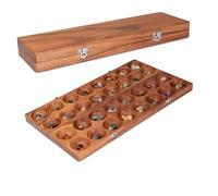 LOGOPLAY Hus Game with Metal Clasps Silver - for 2 Players - Bao - Kalaha - with Gems and Cloth Bag