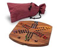 LOGOPLAY Ludo for 2 to 6 players with cloth bag - playing field 33 x 28 cm - wooden dice game