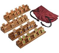 LOGOPLAY Rummy - Board Game - Tile Game with 108 Tiles in Fabric Bag - Holders and Stones in Elegant Wood Design