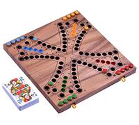 LOGOPLAY Tock for 4 Players - Board Game with Playing Cards - Wooden Board Game with Folding Board