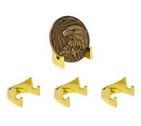 Logos Trading Post Challenge Coin Display Stand (3 Pack) Sturdy Military Coin Holder with Shining Gold Finish, No Tip and No Assembly Required Token Medallion Holder, 5mm Half Easel Coin Stand