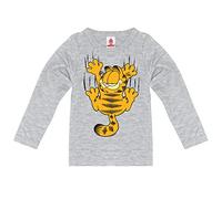 Logoshirt - Comics - Cat - Garfield - Scratches - Kids Long Sleeve Top - Heather Grey - Original Licensed Product I Size 11-12 Years