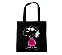 Logoshirt®️ Comics - Peanuts - Snoopy - Joe Cool Pink I Shopping Bag Eco - Resuable Shopper Bag I black I Original Licensed Design