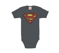 Logoshirt® DC Comics I Superman I Logo I Baby Body I Romper I Boys & Girls I Short Sleeve I Cotton I Blue-Grey I Licensed Original Design I Size 3-6 Months