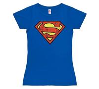 Logoshirt® DC Comics - Superman Logo I Print T-Shirt Women I Blue I Licensed Original Design, Size L