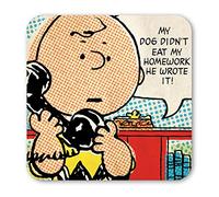 Logoshirt Peanuts Charlie Brown I Telephone I Coaster Cork 10 x 10 cm Durable Print Licensed Original Design