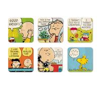 Logoshirt® Peanuts I Charlie Brown and friends I Communication I Set of 6 I Coasters I Drinks Mats I Cork I 10x10cm I Durable print I Licensed Original Design