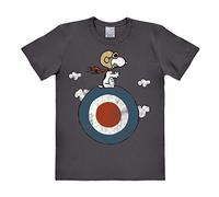 Logoshirt® Peanuts - Snoopy Pilot I Print T-Shirt Men & Women I Grey I Licensed Original Design, Size 4XL