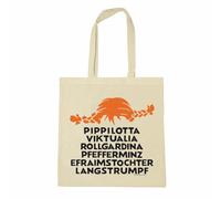 Logoshirt® Pippi Longstocking I Name I Printed Tote Bag I Shopping Bag I Resuable I With Long Handles I natural I Licensed Design