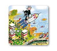 Logoshirt® The Little Mole Coaster I Rocket I City I Krtek I Coaster I Cork I 10 x 10 cm I Durable Print I Licensed Original Design