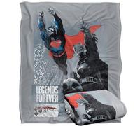 LOGOVISION Justice League Superman Batman Double Feature Silky Touch Super Soft Throw Blanket 50"x60"