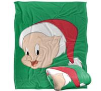 LOGOVISION Looney Tunes Porky Pig Santa Hat Silky Touch Super Soft Throw Blanket 152 X 127 Cm