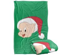 LOGOVISION Looney Tunes Porky Pig Santa Hat Silky Touch Super Soft Throw Blanket 91 x 147 Cm