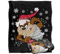 LOGOVISION Looney Tunes Taz Christmas Lights Silky Touch Super Soft Throw Blanket 152 X 127 Cm