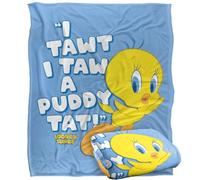 LOGOVISION Looney Tunes Tweety Puddy Tat Silky Touch Super Soft Throw Blanket 152 X 127 Cm