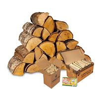 Logpile - Birch 20kg Kiln Dried Logs Fire Starter Kit | Birch Wood, Kindling, Natural Firelighters, Safety Matches | Sustainably Sourced Firewood, Logs for Wood Burner, Log Burner, Fire Pit