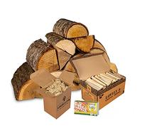 Logpile - Chiminea 20kg Fire Starter Kit | Kiln Dried Firewood Logs, Kindling, Natural Firelighters, Safety Matches | Ideal Wood for Log Burners & Wood Burners | Sunstainbly Sourced Firewood