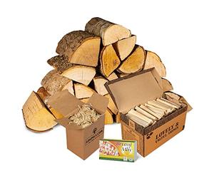 Logpile - Fire Pit 20kg Starter Kit | Kiln Dried logs for Outdoor Fire pits, Wood Burners, Stoves & Fireplace | Kiln Dried Kindling, Natural Firelighters and Matches | Sustainably Sourced Firewood