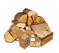 Logpile Firepit Starter Kit 20Kg. Kiln Dried Hardwood Logs, Kindling, Natural Firelighters And Matches