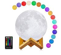 LOGROTATE Moon Lamp 3D Printing 16 Colors LED Light with Stand and Time Setting (7 inch) & Remote Touch Control, Hanging Lunar Global Lights for Kids Christmas Gifts