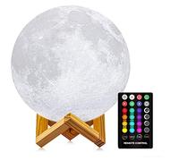 LOGROTATE Moon Lamp, 3D Printing LED 16 Colors Moon Light, Decorative Lights Night Light with Remote&Touch Control and Adjustable Brightness&USB Recharge for Kids Lovers Birthday Gift (6.0 inch)