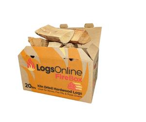 Logs Online Kiln Dried Premium Birch Hardwood Logs, Natural Wood, 20L Box, Split Logs for Stoves Fire Pits Pizza Ovens