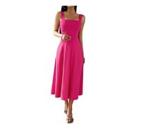 LOGSEE Women's Solid Color Sleeveless Square Neck Long A-line Dress Elegant Tie Casual Dresses (Color : C, Size : M)