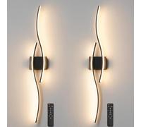 LOGT 10W LED Rechargeable Wall Light Without Power Cordless Wall Lamp Indoor Dimmable with Remote Control and Touch Switch Battery Lamp Wall Lighting USB Charging Black Bedside Light,2 Stück